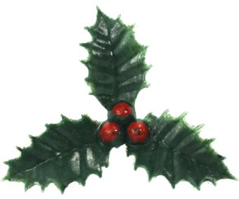Picture of HOLLY & BERRIES PLASTIC CAKE TOPPER PICKS GREEN/RED4CM (1.5)